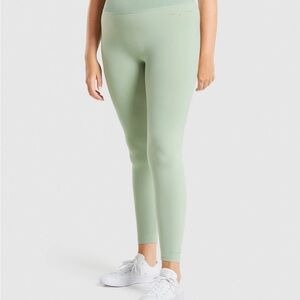 Gymshark Whitney Rib Waist Leggings - Moss Green